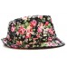Palarie pentru barbati, culoare neagra, model floral